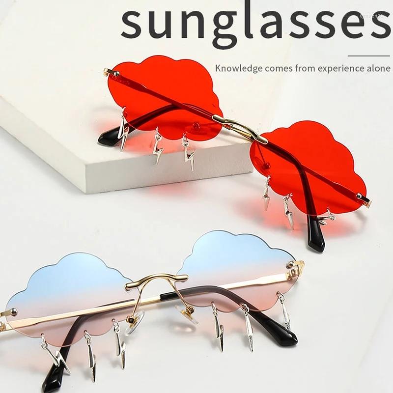 

Sunglasses The Cool Women Clouds Flash Steampunk Men Frameless Party Glasses Shades UV400 Ladies Streetwear