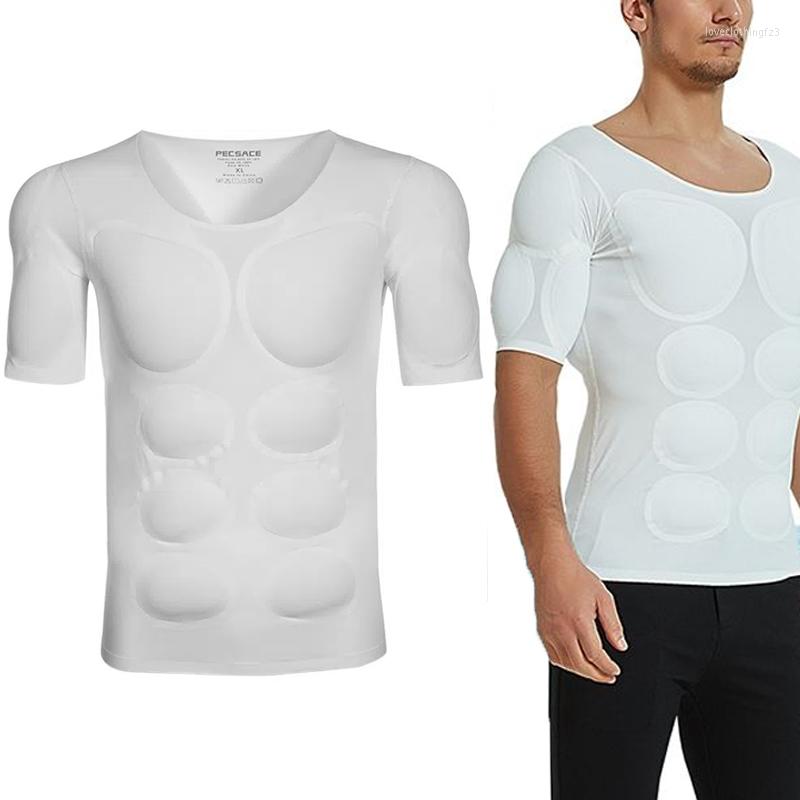 

Bras Sets Style Fake Muscle Clothes Men's Chest T-shirt Invisible Simulation Slimming Underwear Short Sleeve Bottoming Shirt, C style