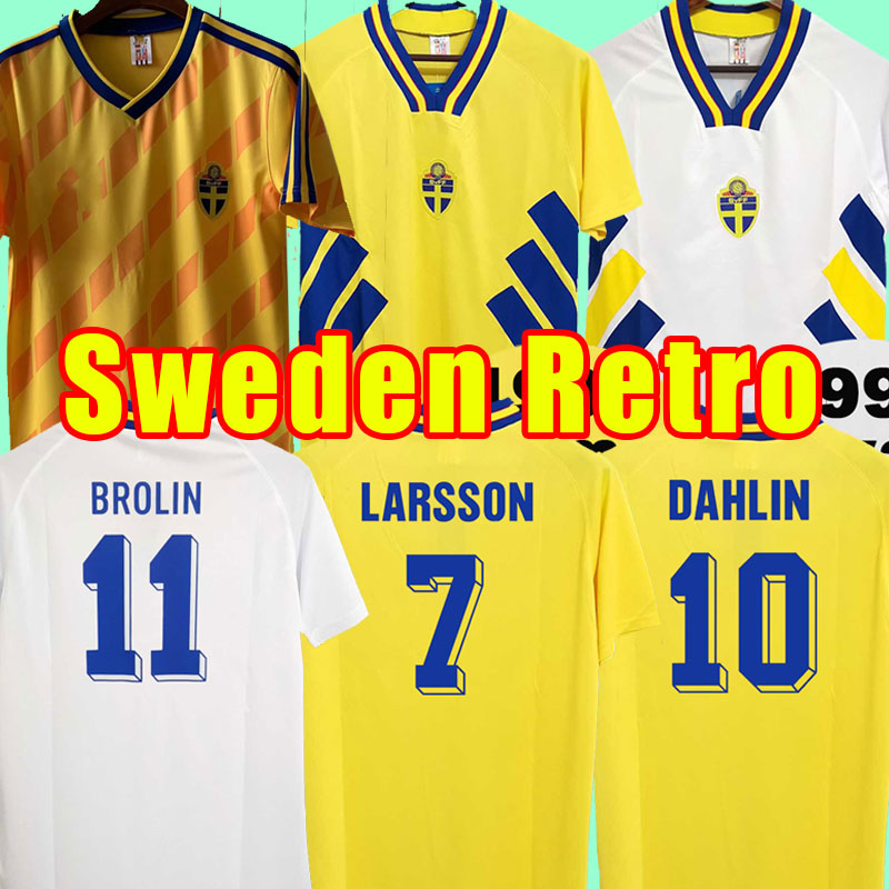 

1994 World Cup Sweden Retro version Soccer Jerseys Home DAHLIN BROLIN LARSSON men Shirt Customized Football Uniform, 1988