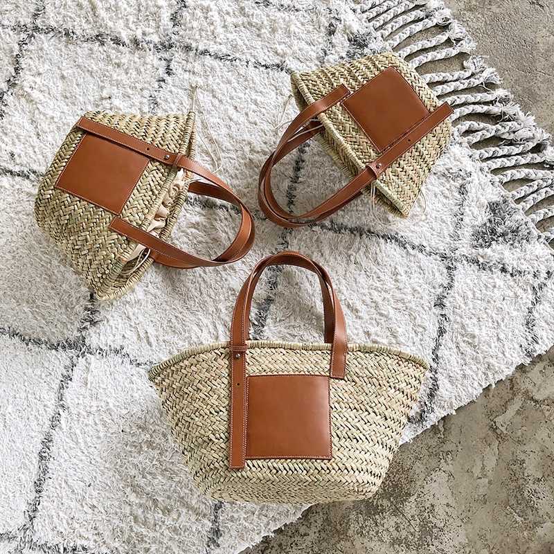 

Evening bag New High Quality Tassel Rattan Bag Beach Straw Baking Bucket Summer tote bag