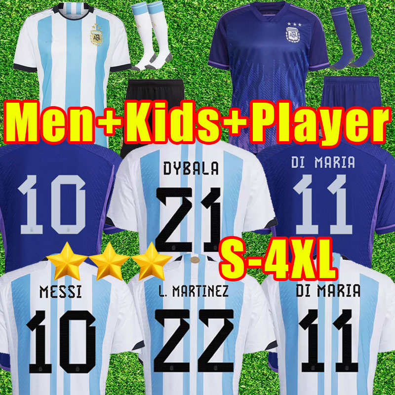 

3 stars World Argentina Soccer Jerseys cup Player Version 2022 2023 DI MARIA DYBALA Football Shirt AGUERO MARADONA MONTIEL MARTINEZ men kids full set women 3XL 4XL, Home