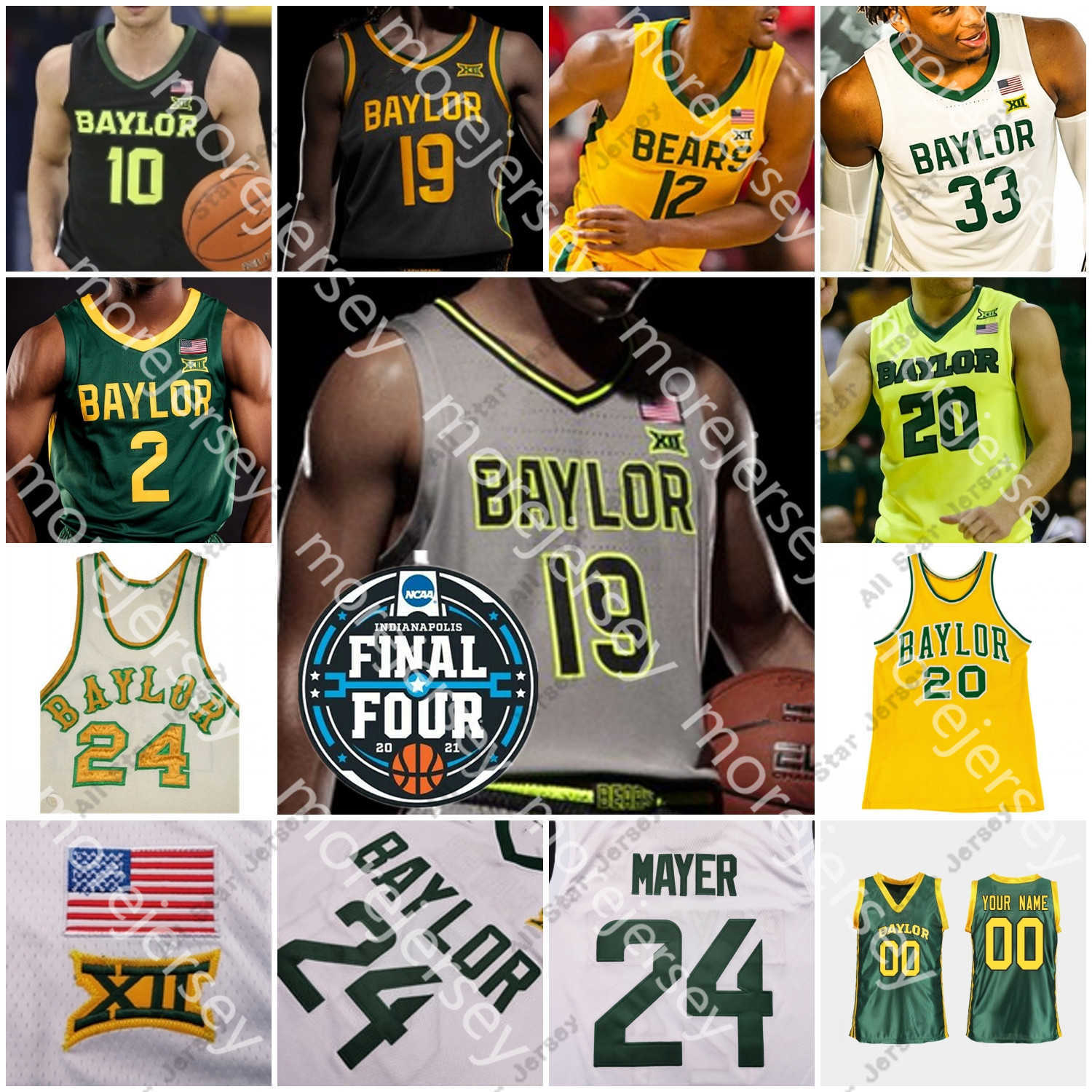

Basketball Jerseys 2021 Final Four 4 Custom Baylor Basketball Jersey NCAA Colleg MaCio Teague Freddie Gillespie Devonte Bandoo Tristan Clark Zach Loveday, Black