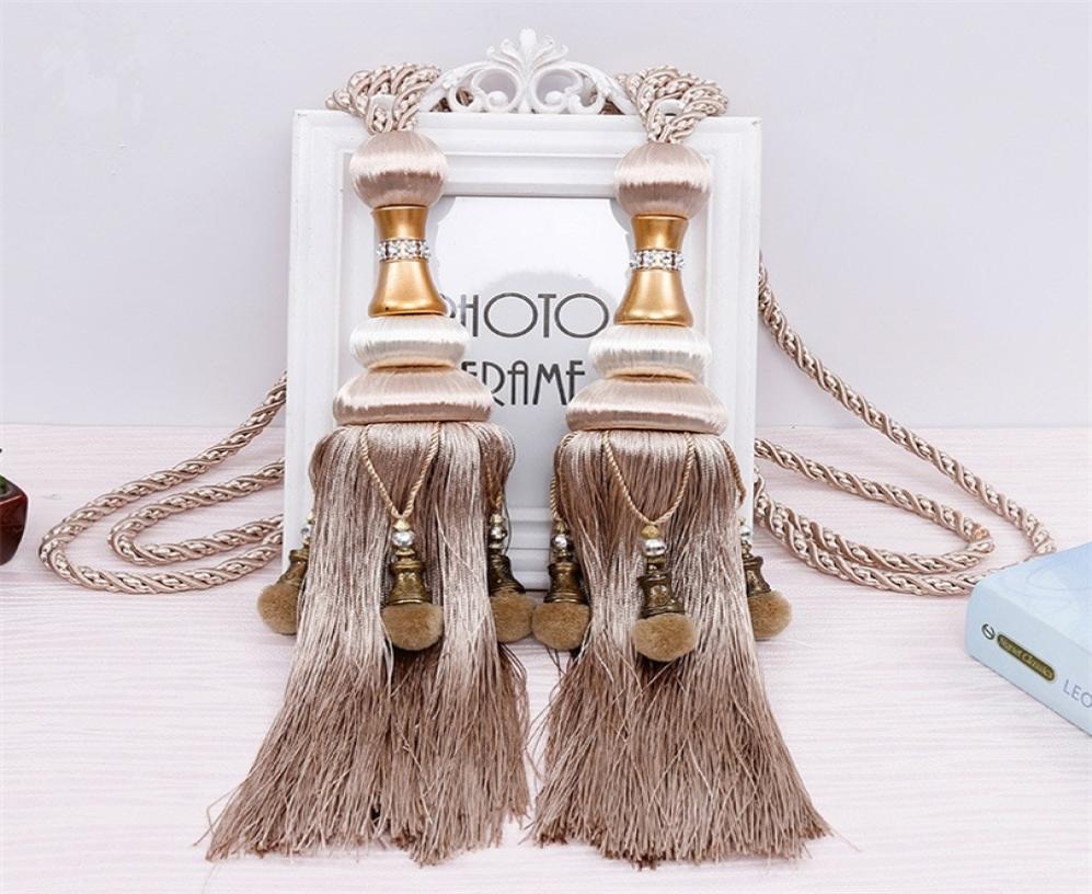 

2 Pcs European Curtain Hanging Ball Rope Curtain Tiebacks Hanging Tassel Bandages Brushes Curtain Accessories T2006014469349