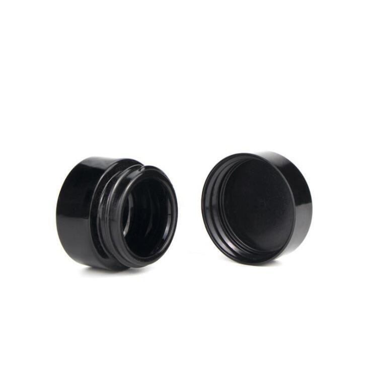 

500pcs/Lots 5ml Glass Cream Jars Bottle UV Protection Full Black Wax Dab Dry Herb Concentrate Container