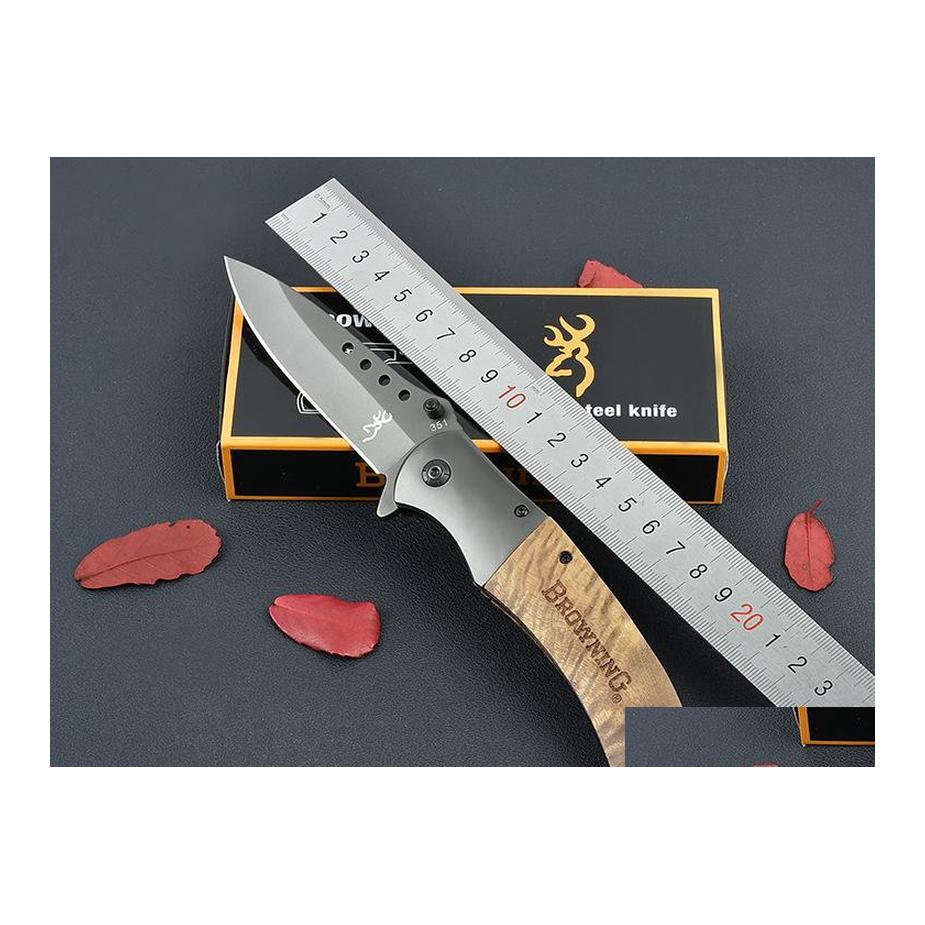 

Camping Hunting Knives Browning 351 Folding Knife Wooden Handle 8Cr1Ov Blade Tactical Pocket Cam Tool Fast Open Survival Drop Delive Dhnge