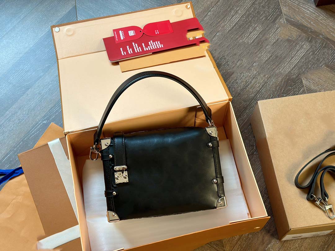 

designer bags side trunk Handbag Luxurys Fashion Crossbody Purse Box tote, Black