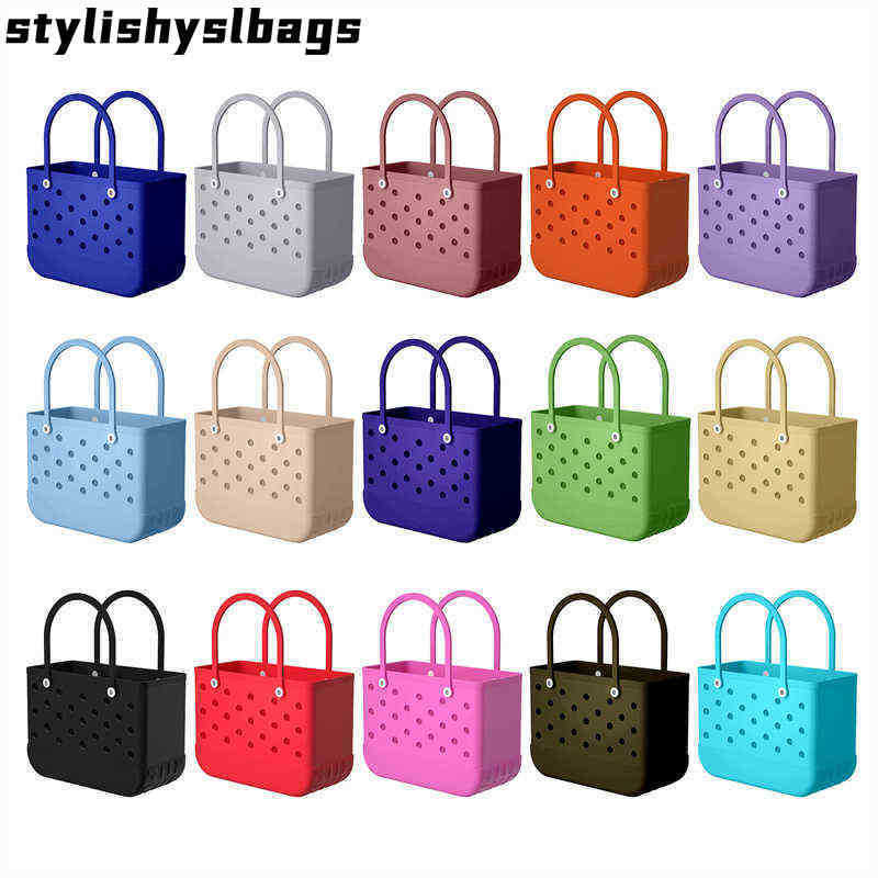 

Totes Rubber Beach Bags EVA with Hole Waterproof Sandproof Durable Open Silicone Tote Bag for Outdoor Beach Pool Sports 011723H, Rosered