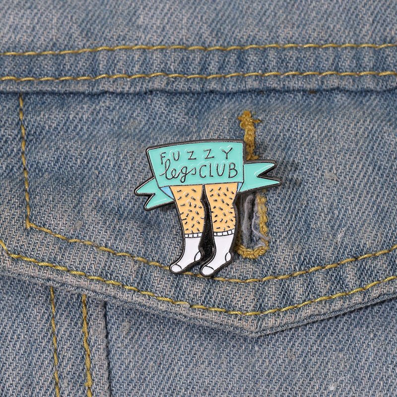 

Fuzzy Legs Club Enamel Pins Custom Women Empowerment Brooches Feminist Lapel Badges Funny Jewelry Gift for Friends, As picture