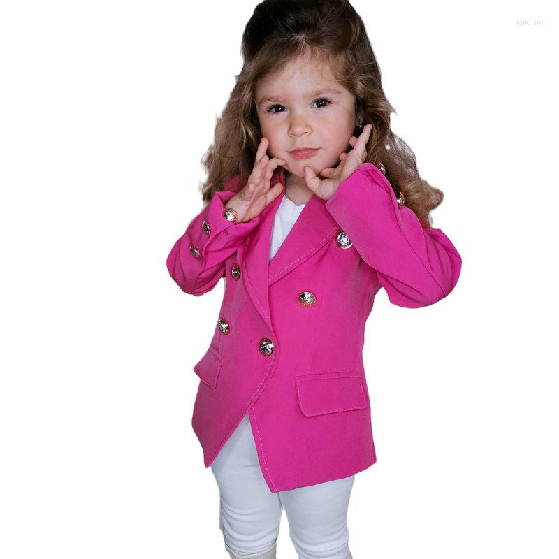 

Jackets Autumn Winter Clothes Child Girl Blazer Coats Long Sleeve Children's Clothing For Kids Button Blazers Outerwear 10Y, Pink