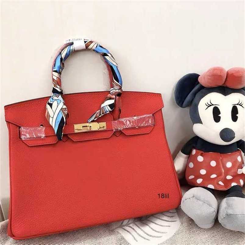 

Herms hemes Birkin totes bag Handbags Designer Bags 5A Women Hand Yuan custom red wedding bride imported leather hand large capacity pl, Red 25cm wedding bag
