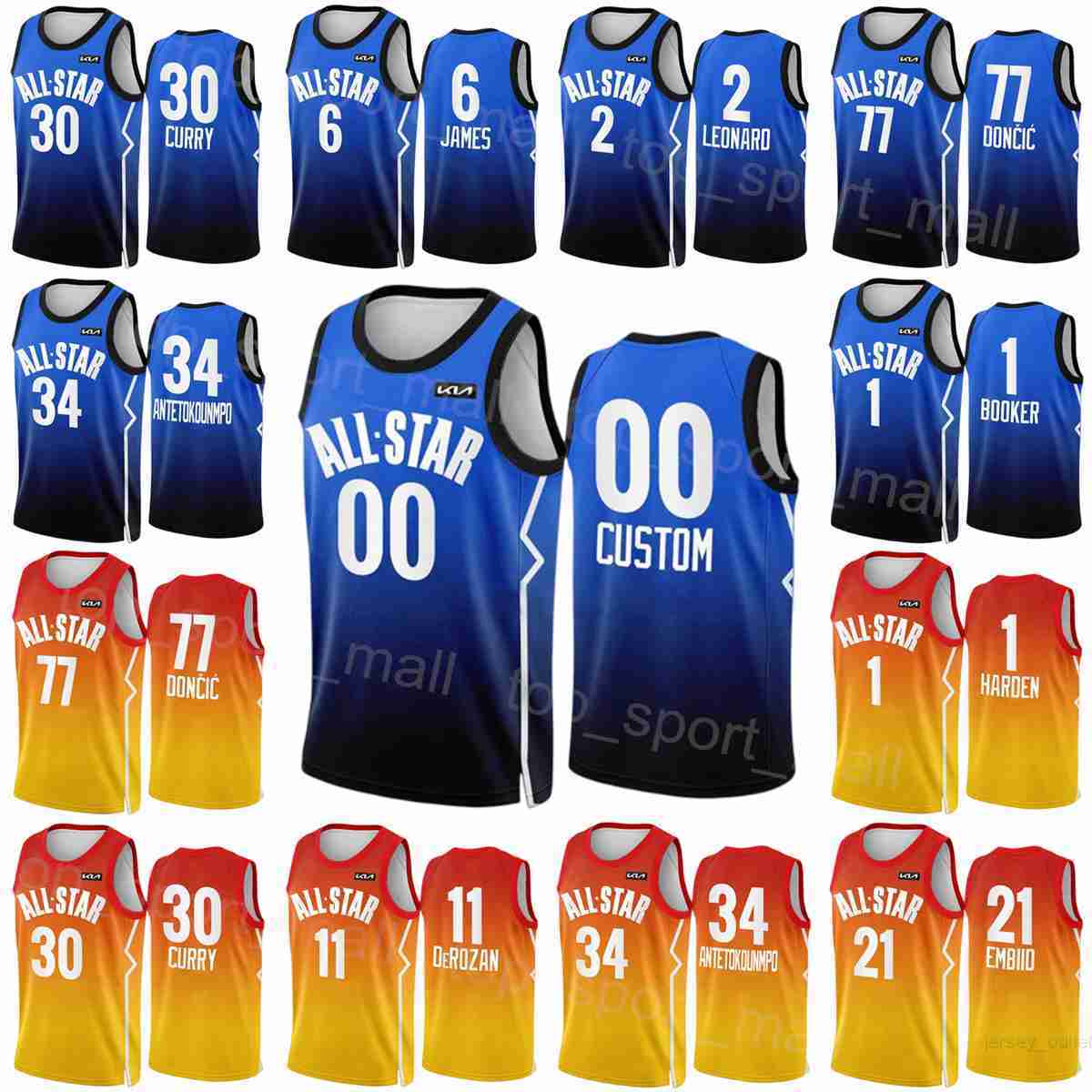 

Screen Print 2023 All-Star Jersey Basketball LeBron James 6 Nikola 15 Davis 3 Zion 1 Andrew Wiggins 22 Lauri Markkanen 24 Gold Yellow Blue, Women