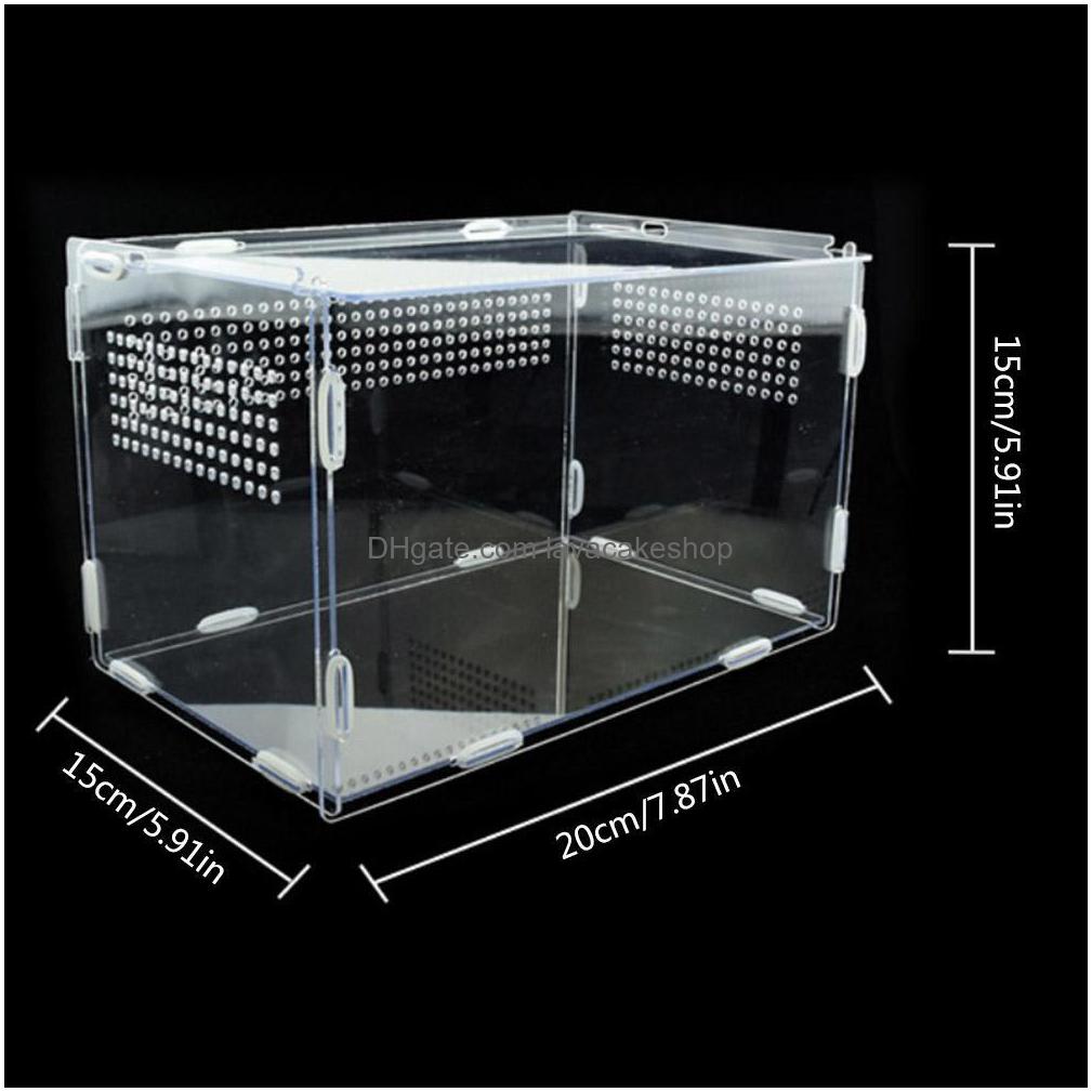 transparent large durable acrylic terrarium reptile box pet supplies for cold blooded animals insect home decoration