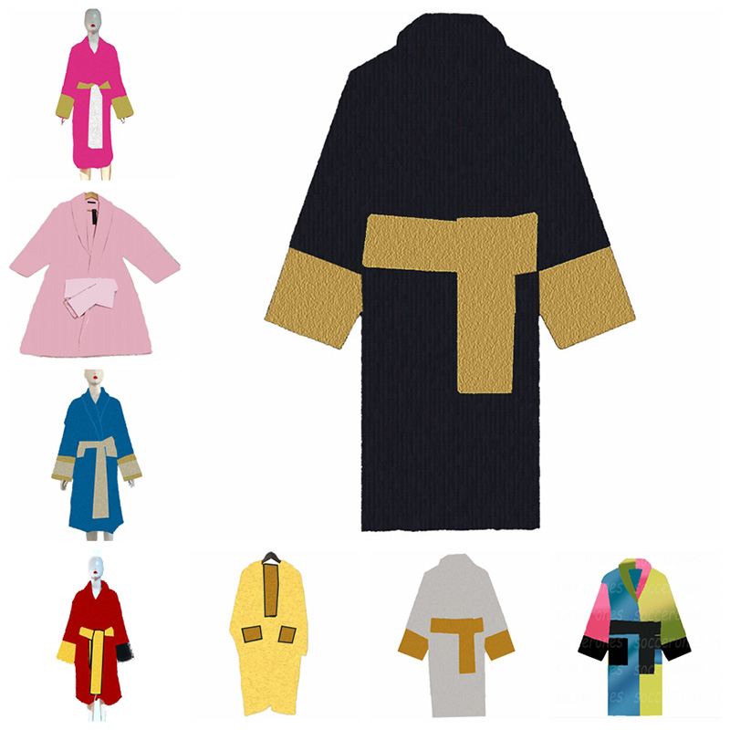 

Jacquard Sleepwear Gown Vintage Robe with Waist Belt Womens Mens Winter Bath Robes Thick Dressing Gowns 8 color, Black with label