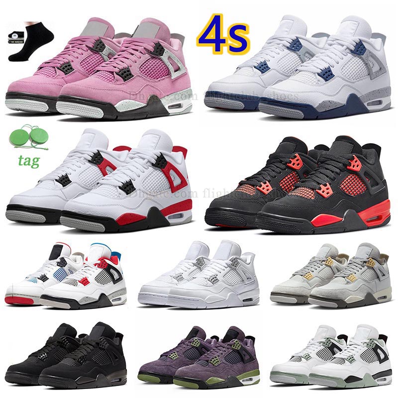 

Quality Top Jumpman 4 Retro Pink Basketball Shoes j 4s Military Black Red Thunder Pure Money Messy Room Photon Dust Lightning Wild Sneakers, J12 white oreo 36-47