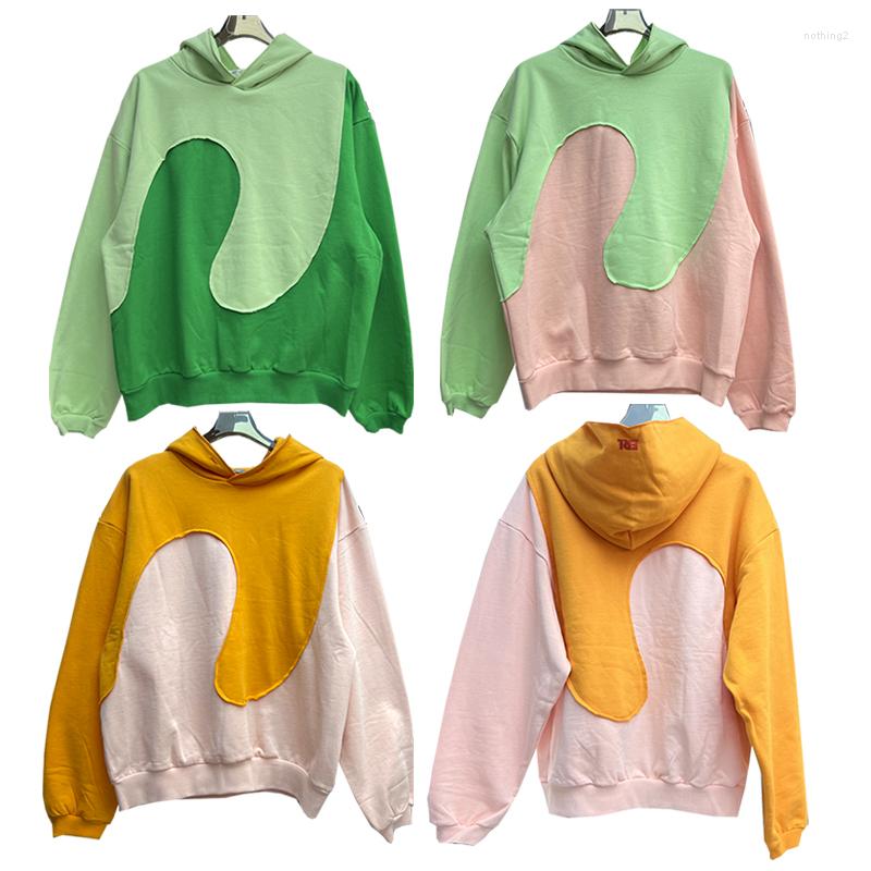 

Women's Hoodies Top Version Irregular Patchwork Fleece ERL Vintage Swirl Hoodie Men Women Sweatshirts Pullover