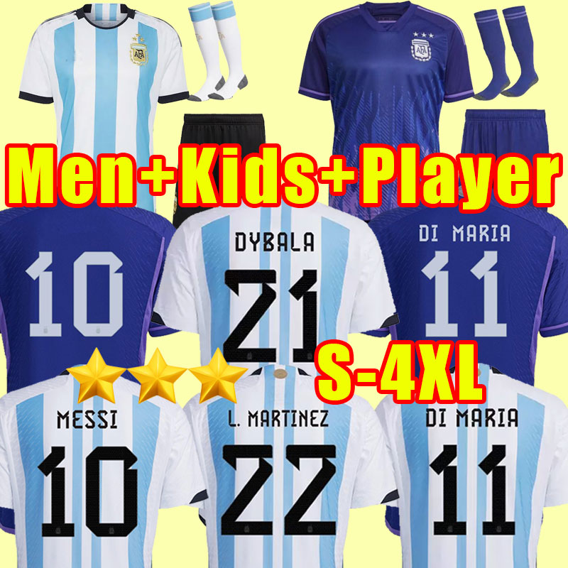 

XXXL 4XL Argentina soccer Jerseys football shirt 2022 DYBALA AGUERO MARADONA DI MARIA 22 23 fans player version Men Kids kit sets uniforms socks women girl Messis, Away women+patch