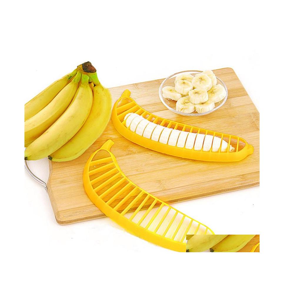 

Fruit Vegetable Tools Kitchen Gadgets Plastic Banana Slicer Cutter Salad Maker Cooking Cut Chopper Drop Delivery Home Garden Dining Dhhlp