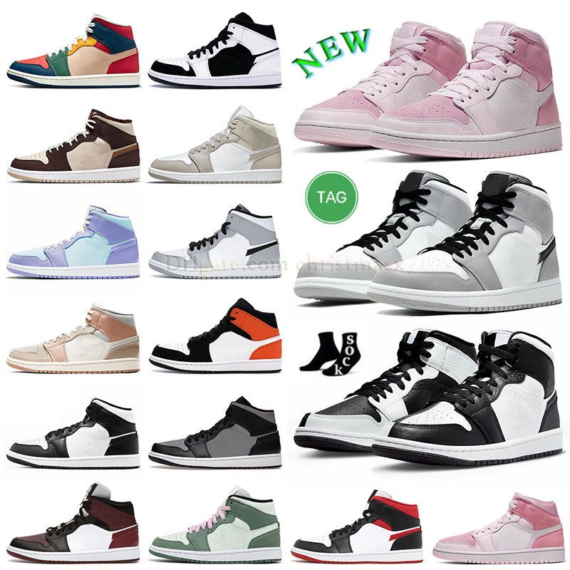 

Jumpman 1s Mids Original Basketballs Sneaker Shoes Mens Womens J 1 S Digital Pink Diamond Light Smoke Grey Split Black and White South Beach Marine Green J1 Sneakers, M30 36-46 mid university blue grey