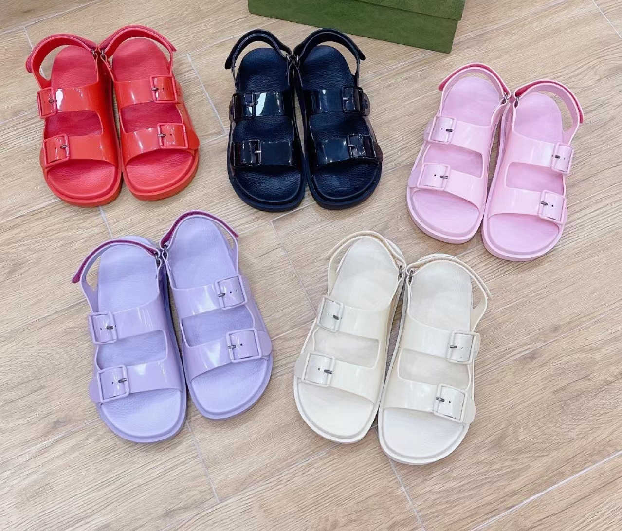 

Brand casual Sandals jelly Roman sandals women's spring and summer 2023 new thick bottom candy color straight, Black