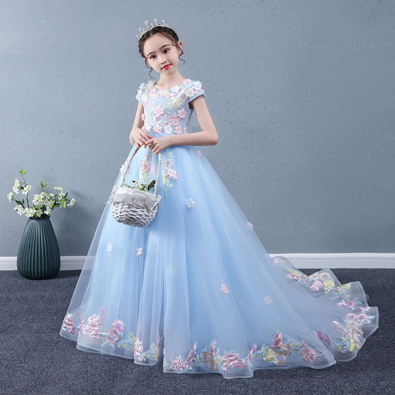 2023 Cute Ball Gown Flower Girl Dresses Ruffles Combined Colorful Hand Made Floral Baby Pageant Gowns Customize First Communion Party Wedding Wear