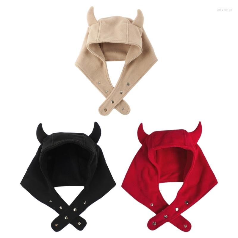 

Berets Gothic Ox Horn Shape Winter Hat Solid Color Polyester Hats For Adult Fleece Ear Protects Women Shopping Daily Wear T8NB, Beige