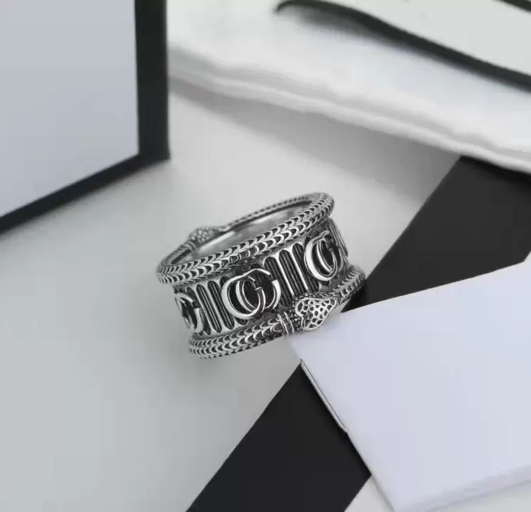 

Women Designer Lover Ring Luxury Style Silver Retro Color Engagement Rings G Letter Fashion Jewelry Lady Party Gifts Wholesale