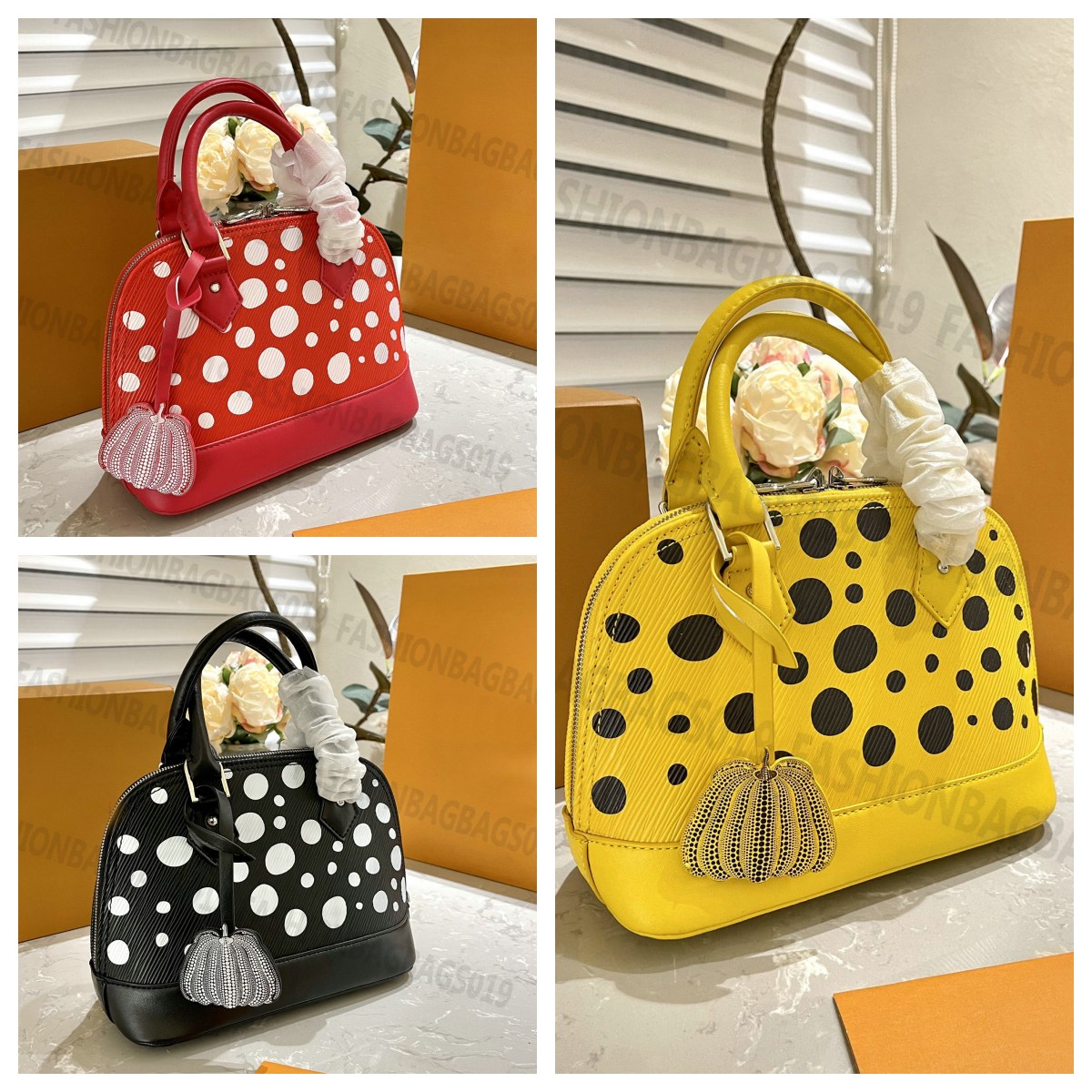 

1960s Janpanese Fashion Bag EPI Leather Hand Bag Alma BB Shoulderbag 2023 Yayoi Kusama Adjustable Strap Shoulderbag Small Tote Zipper Closure Wallet Purse