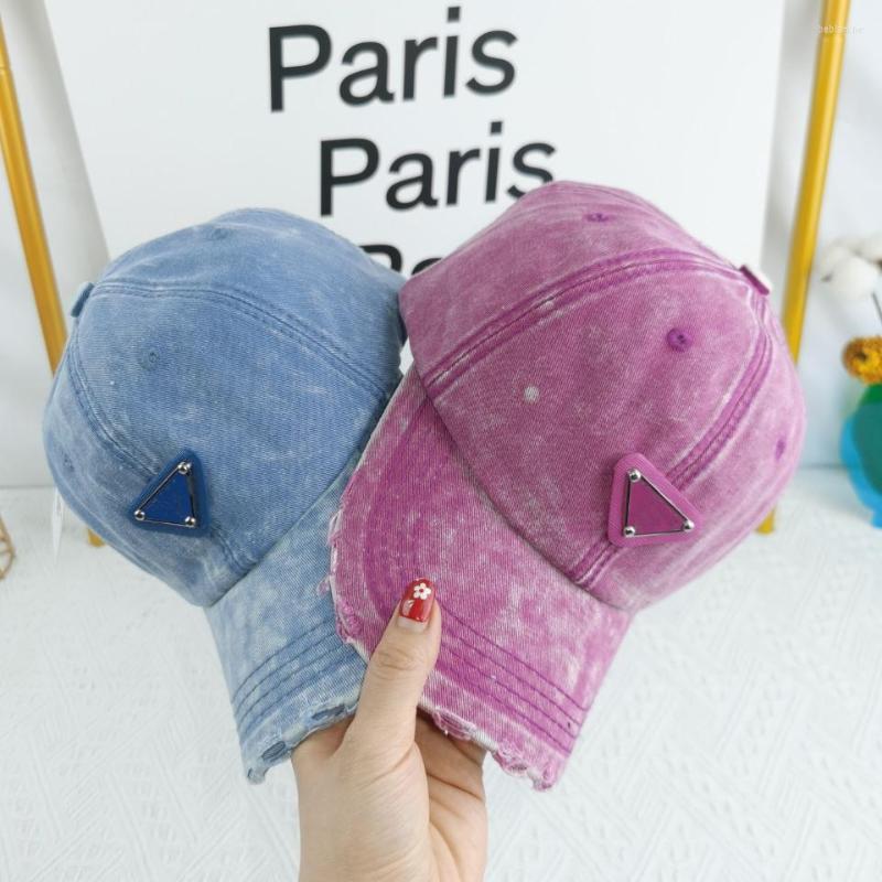 

Ball Caps Hole Washed Baseball Cap Personality Women Street Summer Hat Designer Cowboy, Blue