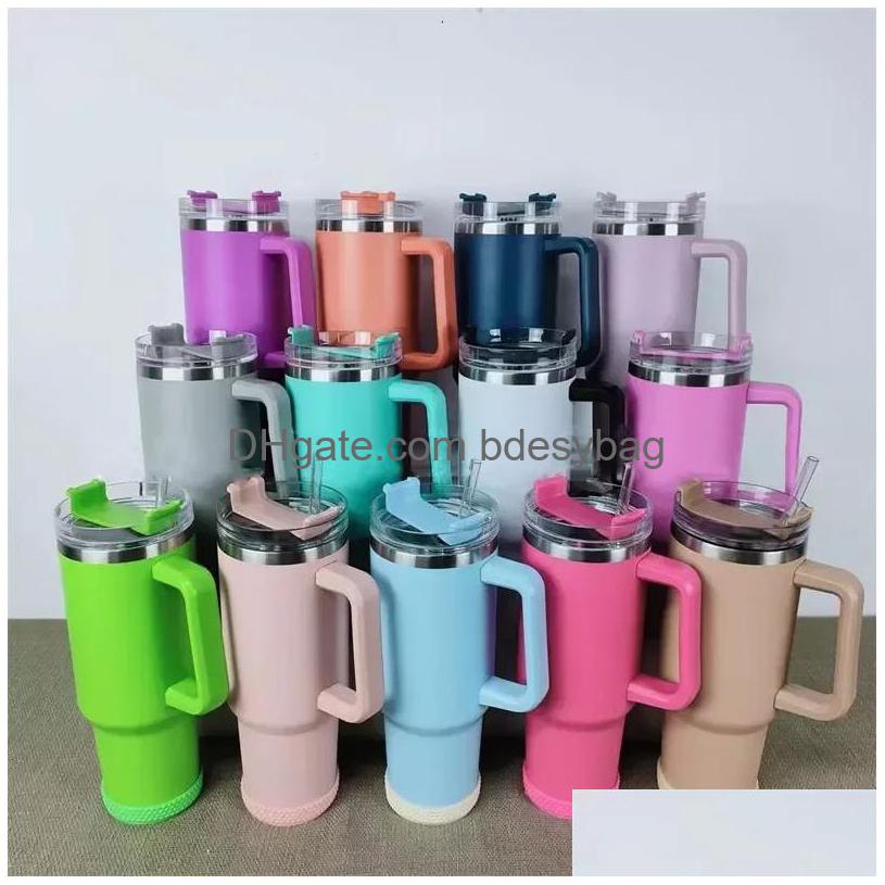

Water Bottles 40Oz Reusable Tumbler With Handle And St Stainless Steel Insated Travel Mug Tumblers Keep Drinks Cold Wholesale Drop D Dhszy, 15