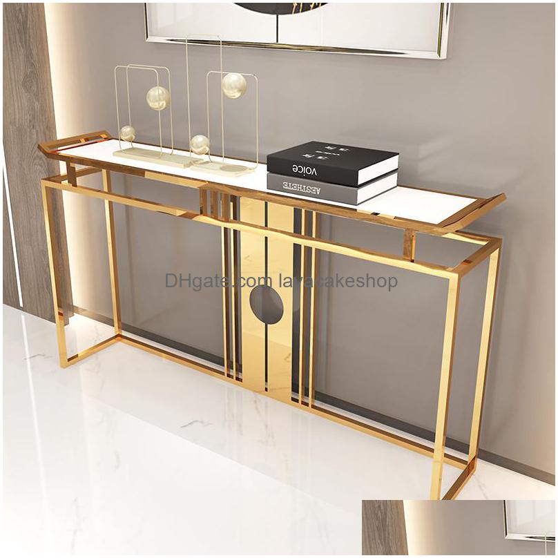 living room furniture chinesestyle luxury stainless steel marble porch table club el side view console cabinet