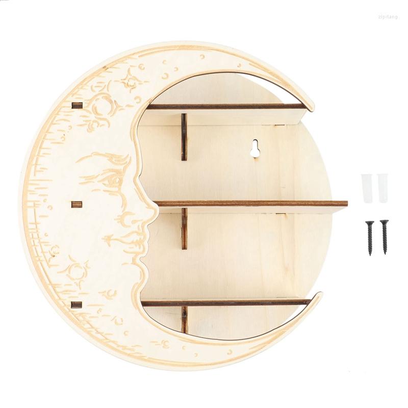 

Jewelry Pouches Wall Mounted Crystal Display Moon Shelf Boho Decor Wood Shelves Holder For Essential Oil