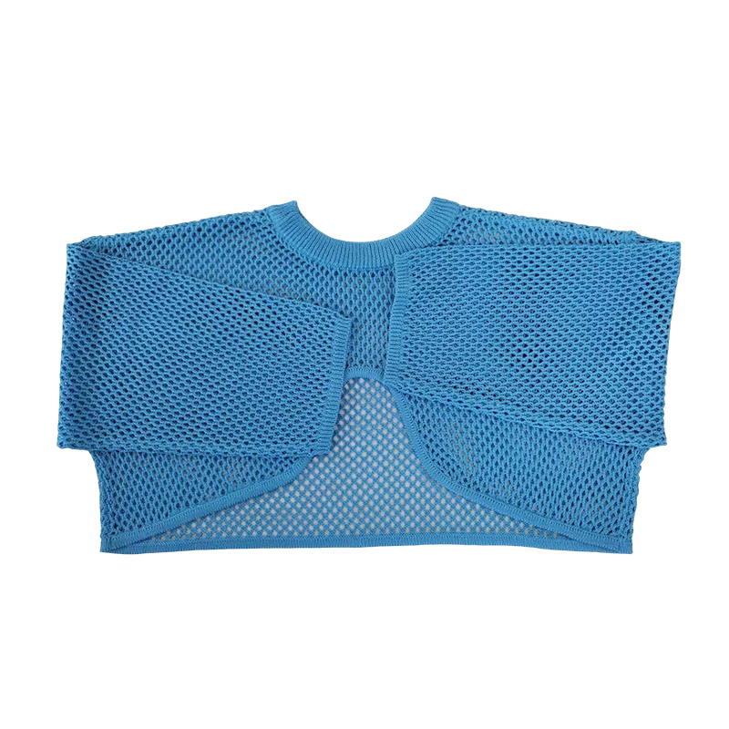 

Women's tees Knitted hollowed out pullover and fashionable and the design novel polyester recycled polyester ammonia yarn design makes the soft, Blue