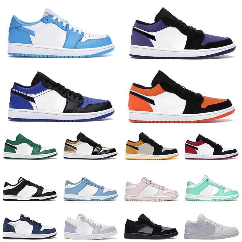 

jumpman 1 low basketball shoes unc 1s men women black toe court purple mens trainer sports sneakers, # 11