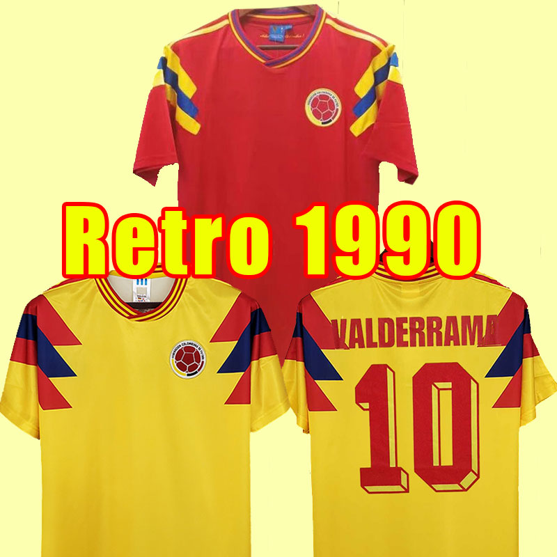 

1990 Colombia Soccer Jerseys VALDERRAMA GUERRERO Retro Mens ESCOBAR Memoria Home Away Football Shirt Classic Uniforms