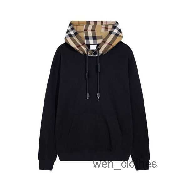 

Designer Burbrerys Mens Hooded Correct Version of Autumn and Winter Lattice Hoodie Loose Long Sleeved Sweater for Men Women Trend Ins 1 U77G, Black collection focuses on priority