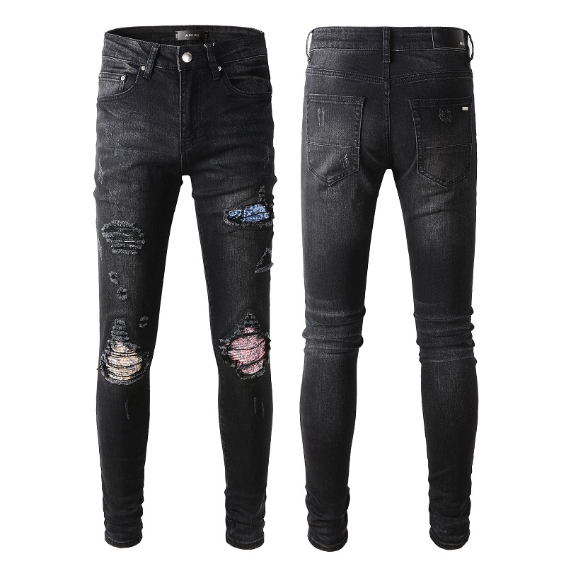 

2023 New Arrivals amirs Mens Luxury Designer Denim Jeans Holes Trousers amiri Jean COOLGUY Biker Pants Man Clothing #867, Black