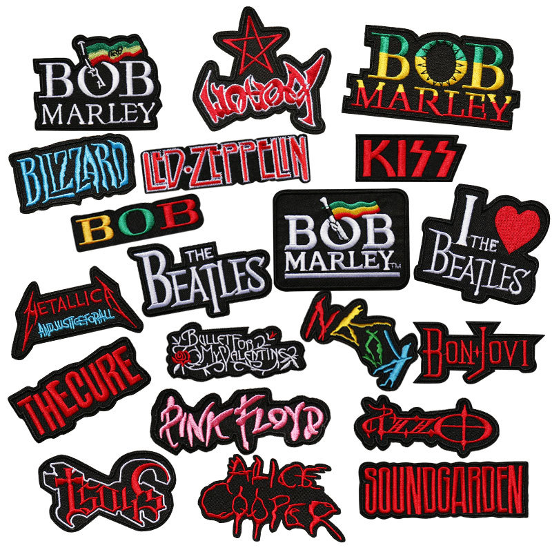 

Apparel Patches Customize Mixed Ironing Cloth Patches Rock Band Music Badges Punk Embroidered Stickers for Jacket Jeans DIY Applique