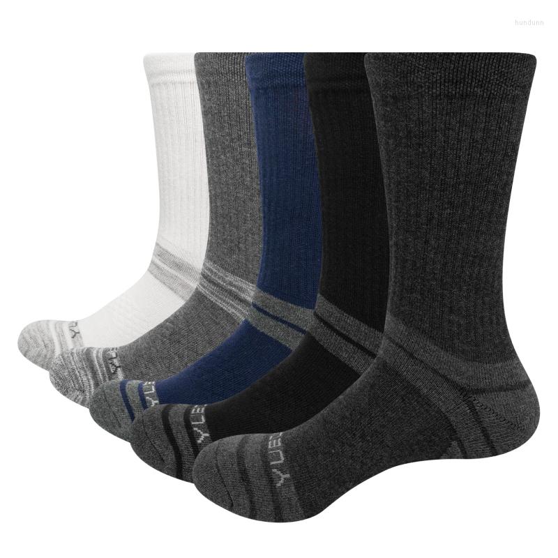 

Men's Socks Mens 5Pairs/Pack Performance Cotton Moisture Wicking Sports Hiking Workout Training Cushion Crew Outdoor Size 37-46, Black-5pairs