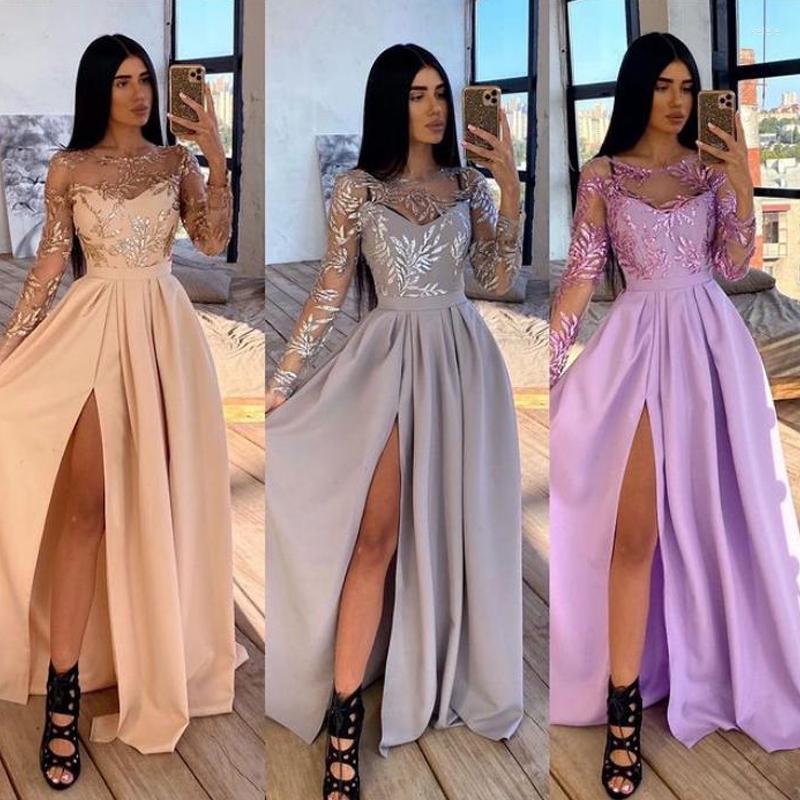 

Casual Dresses 2023 Elegant Slit Prom Satin Graduation Formal Cocktail Bridesmaid Robe Ball Gown Wedding Party Eveningpurple Vestidos, Champagne