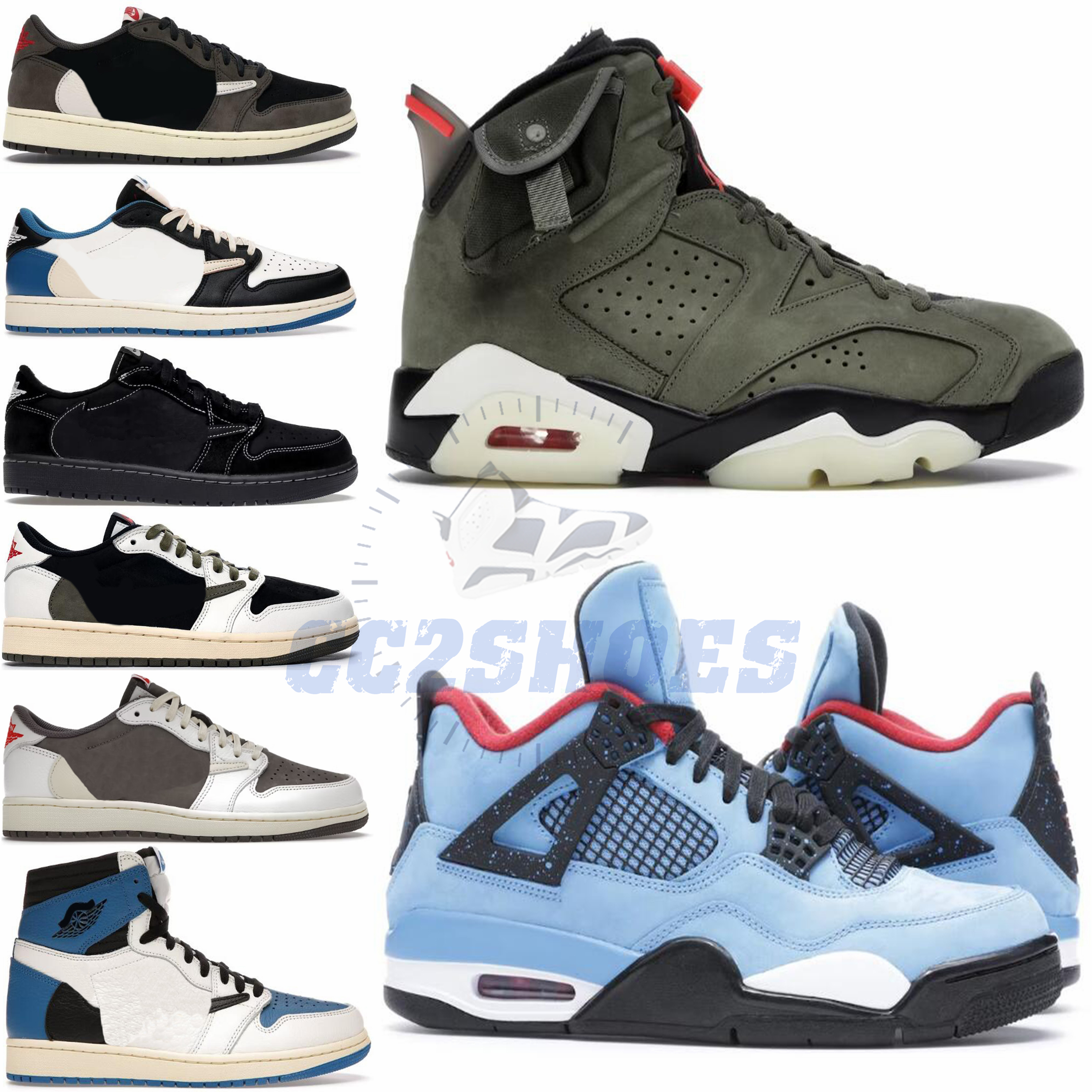 

Unauthorized Authentic Travis Scotts Low Shoes Sail Black 1 High Mocha Baroque Brown Reverse Men Women Sneakers With Original box, 18