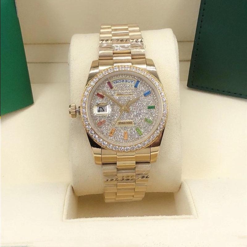 Luxury designer Classic Fashion Automatic Watch inlaid with colored diamond size 36mm sapphire glass a ladies' favorite Christmas Fpgk-image-837593315