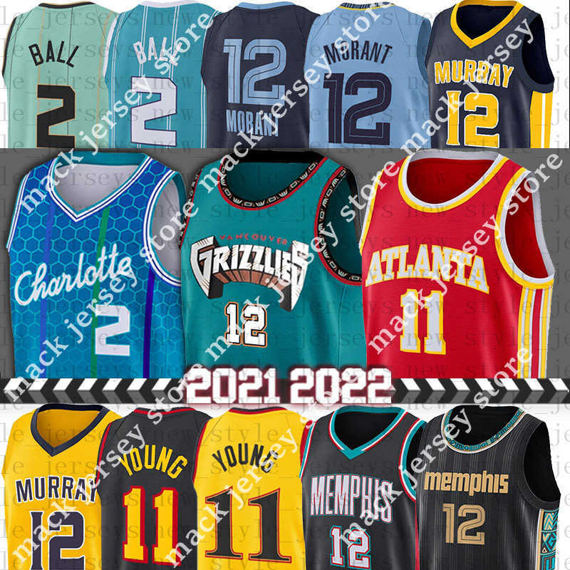 

Memphi Grizzlie Basketball Jerseys LaMelo 2 Ball Ja 12 Morant Trae 11 Young Atlantas Hawk Charlottes Hornet Men Jersey