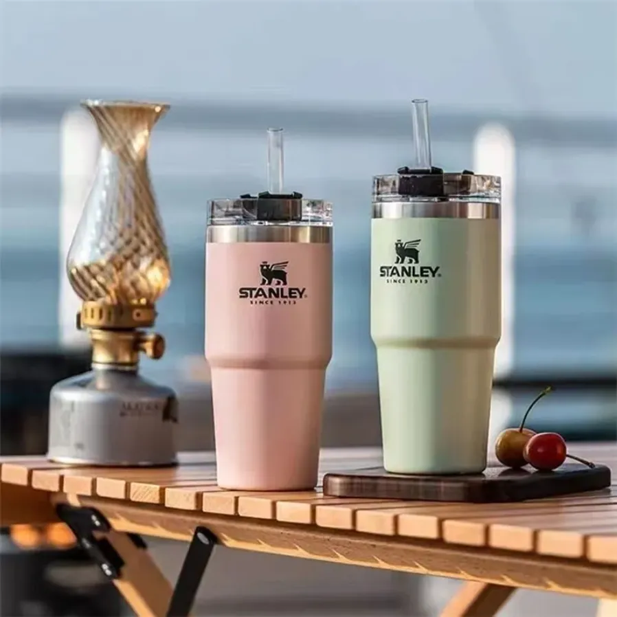 

30oz StanIey Water Bottles Straw Cup Heat Preservation Couple Simple Stainless Steel Car Large Capacity Male and Female Students I0511, Multi-color