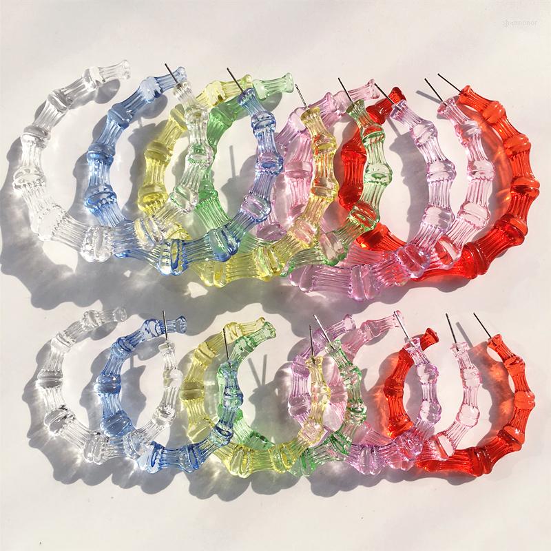 

Hoop Earrings UJBOX Wholesale Top Quality Large Heavy Clear Multicolor Acrylic Bamboo For Women