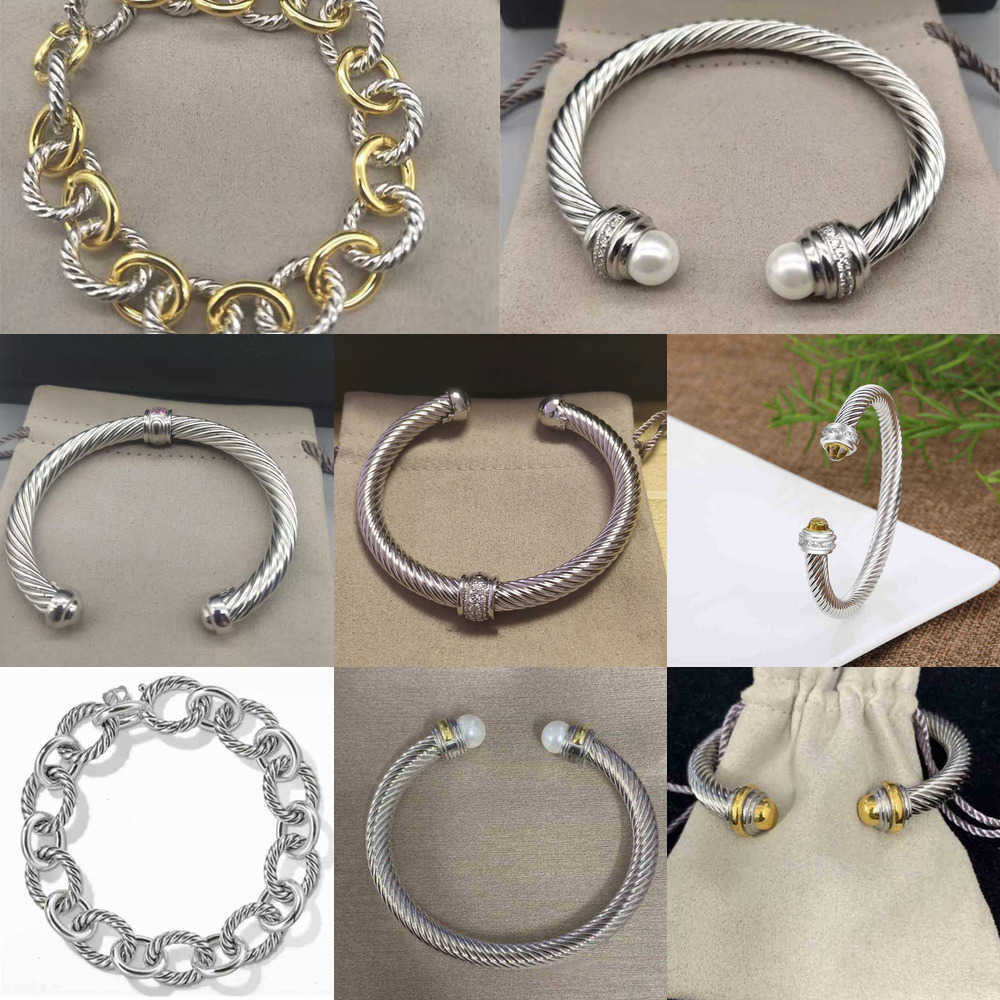 

Luxury Bangle Designer Hemp Ring Bracelets Twisted pearl Thick 7MM Dy Wire Chain oval Bracelet Jewelry Designers Men Jewelrys Love Women Sliver Fashion Opening