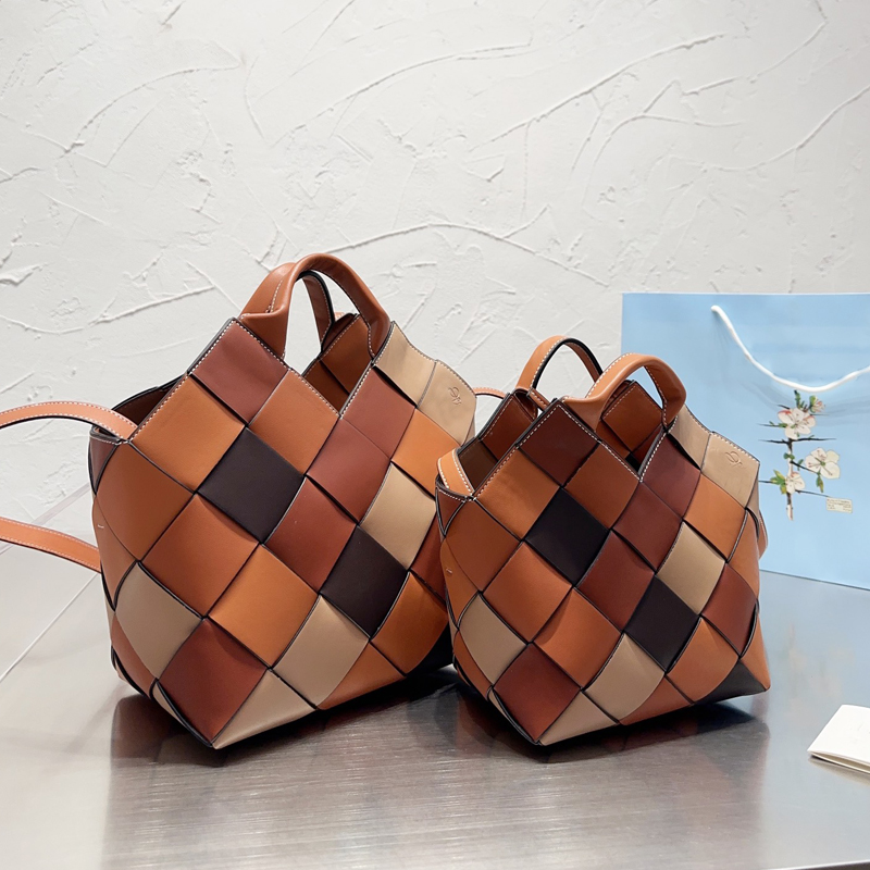 

Weave Basket Bag Surplus Leather Woven Totes Hand Bag Women Handbag Purse Checker Patchwork Color Fashion Letter Remoavble Shoulder Strap Crossbody Bags