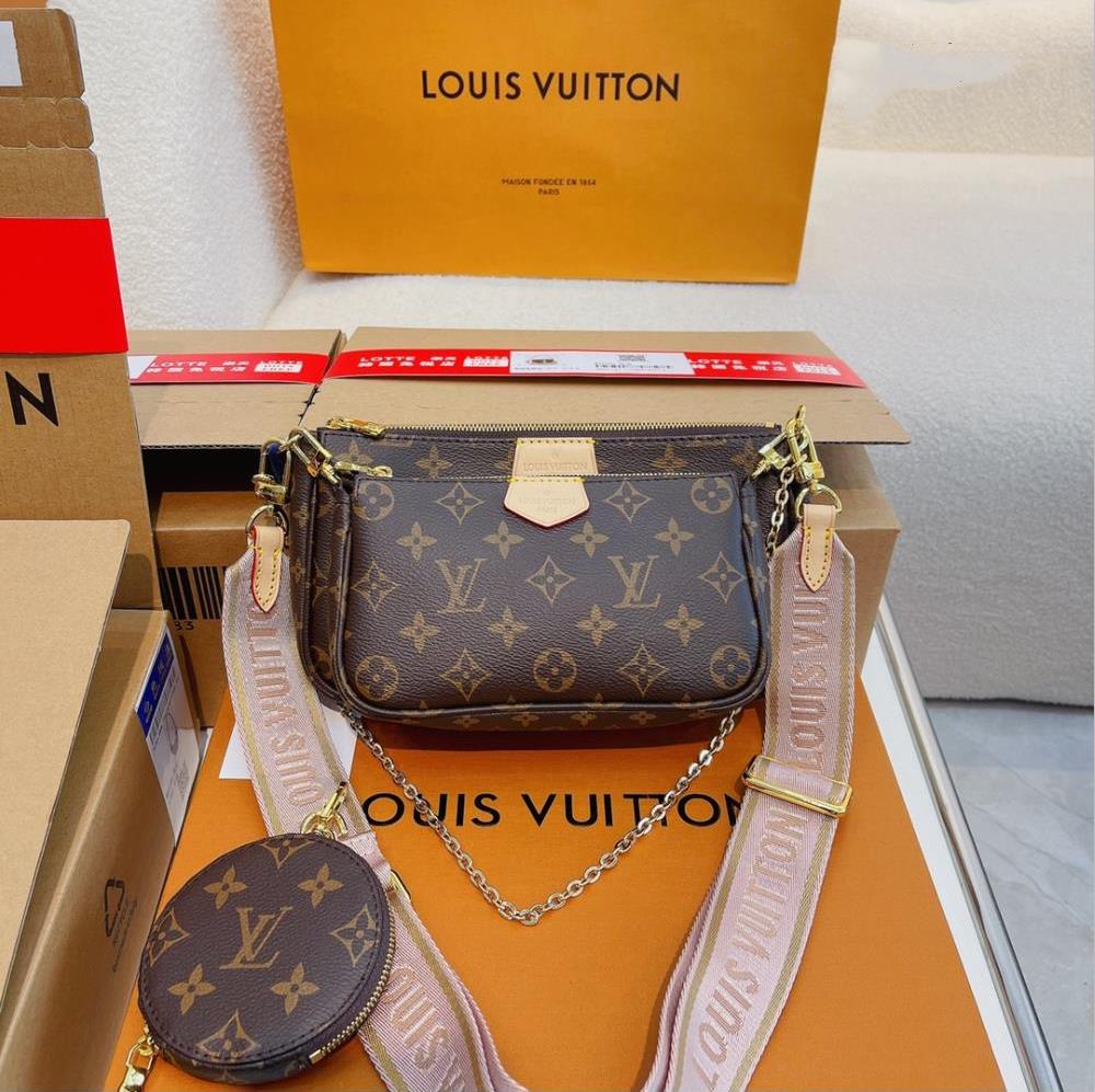 

Handbag Designer 3-piece Shoulder Clutch Combo Embossed Fashion louis vuitton Luxury MULTI POCHETTE Ladies Messenger Bag, A+