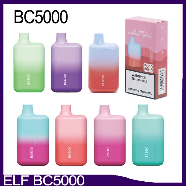 

Authentic code Elf BC5000 Disposable Rechargeable Cigarettes 650mAh 13ml per-filled Cartridges Pod 5% nic 36 flavors Vaporizers Esco Bar 5000 0268295