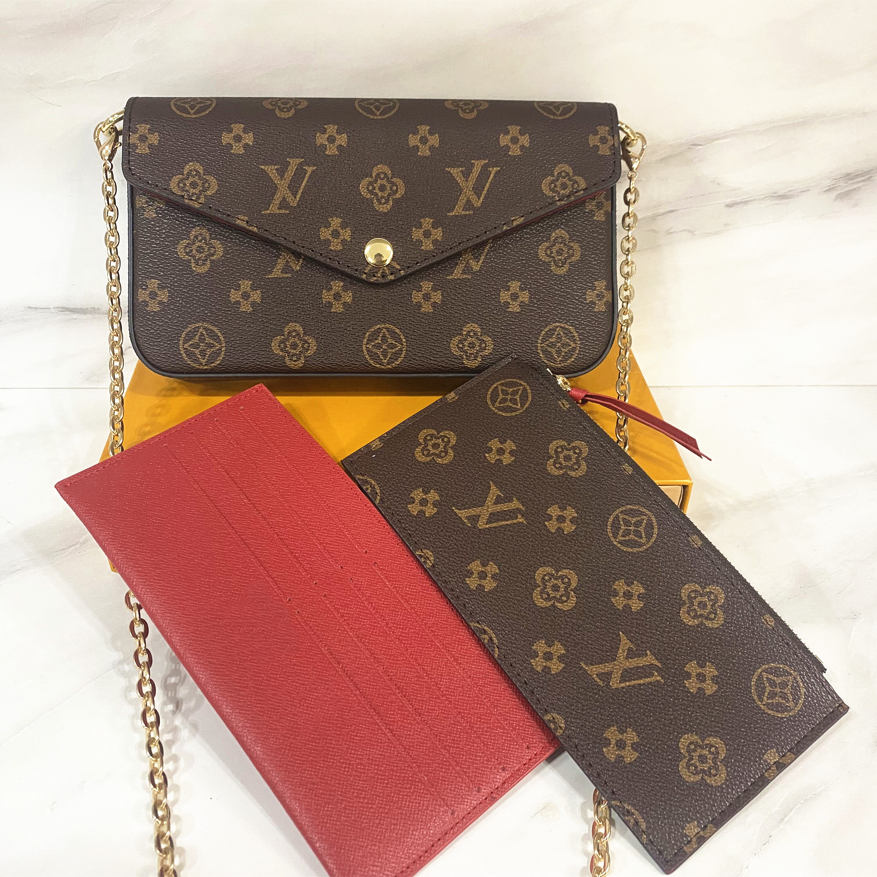 

Woman Designer Bag Handbag women Shoulder Bags purse clutch original box date code embossed patters flowers letters 61276, Embossed red