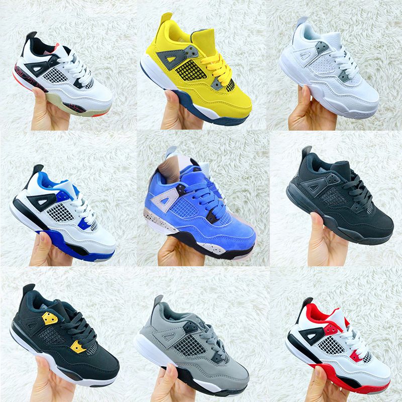 

Jumpman 4s Basketball Kids shoes Fire Red Thunder 4 Cool Grey Infant Boy Girl Sneaker Toddlers Bred Youth Trainers Children footwear, Color 1